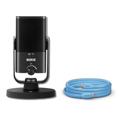 Rode NT-USB Mini USB Microphone for Podcasting, Streaming, Gaming and Vocal Recording with Rode SC17-Blue USB-C to USB-C Cable (5') image 1