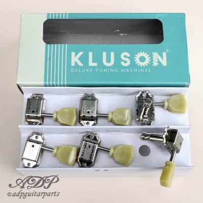 Vintage Kluson nickel 3+3 Tuners Keystone simple ring Button image 2