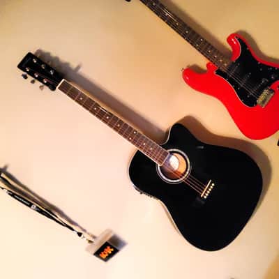 🎸Acoustic-Electric Guitar Black +Soft Case/Gig Bag +Tuner +Strap +Picks!🎸 image 3