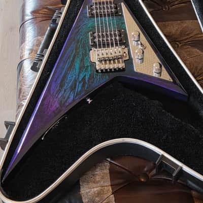Jackson RR3 Randy Rhoads Pro EERIE DESS SWIRL MIJ Japan Offset Flying V with USA Custom Shop SKB Flight Case image 5