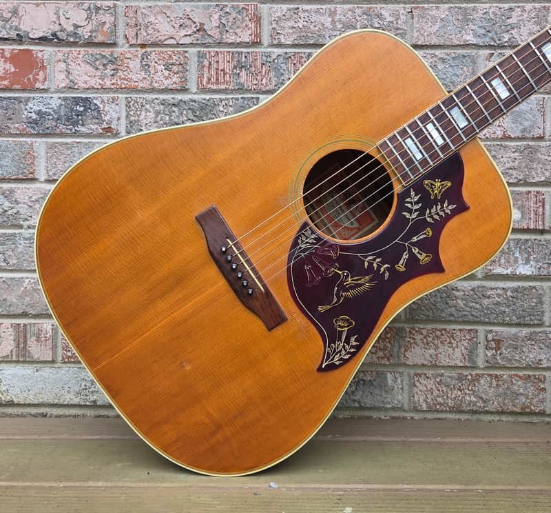 Vintage 1974 Gibson Hummingbird Custom Acoustic Guitar Project w/ Hardshell Case!