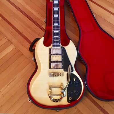 Gibson SG Custom 3 pickup c 1974 Polaris White original vintage usa bigsby image 6