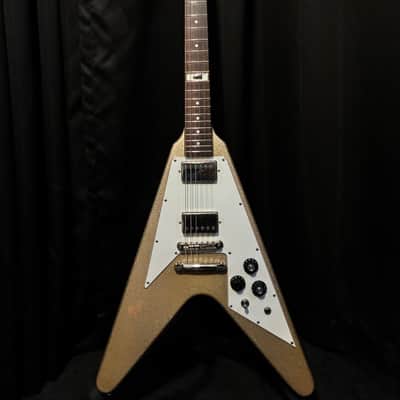 Burny LV-115KK L’ArcenCiel Ken Signature MIJ Flying V 1999-2001 ish - Gold Sparkle image 4