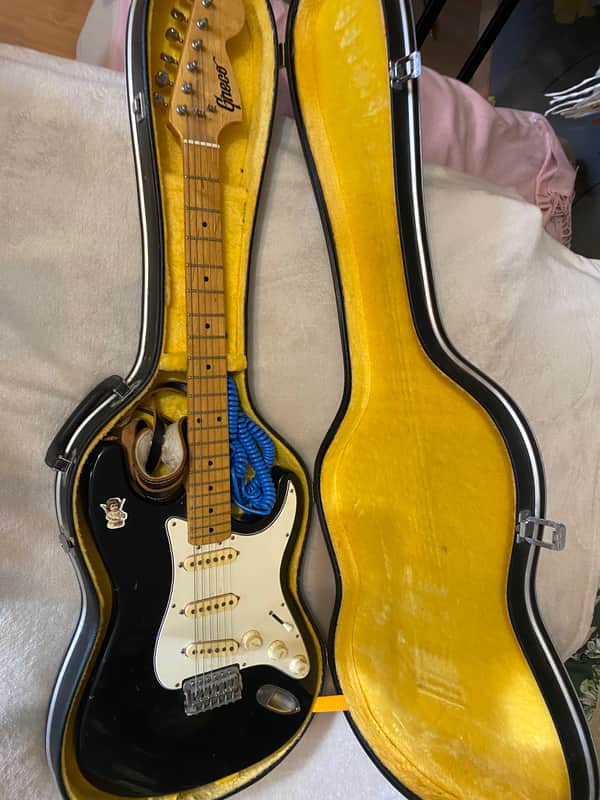 Vintage 1974 Greco SE-500B Stratocaster Black - Untouched Matsumoku MIJ - 100% Original w/ 1973 Maxon Pickups, Original Hardcase, 70s Fender Strap & Coiled Cable image 1
