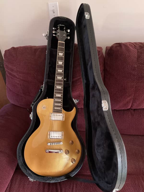 Austin Les Paul copy Gold top with hard shell case image 1