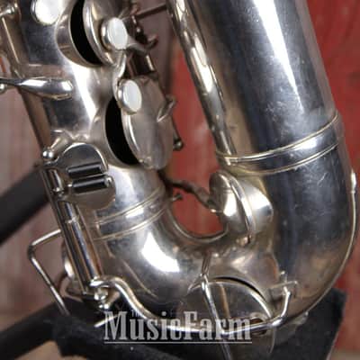 H N White King Vintage 1920s C Melody Saxophone Silver Made in the USA image 23