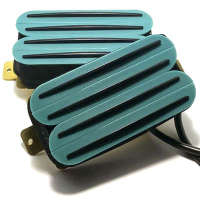 Dragonfire Quad Rail Humbuckers, Hot Overwound 23K Rails Pickup Set ~ Teal with Black Rails image 3