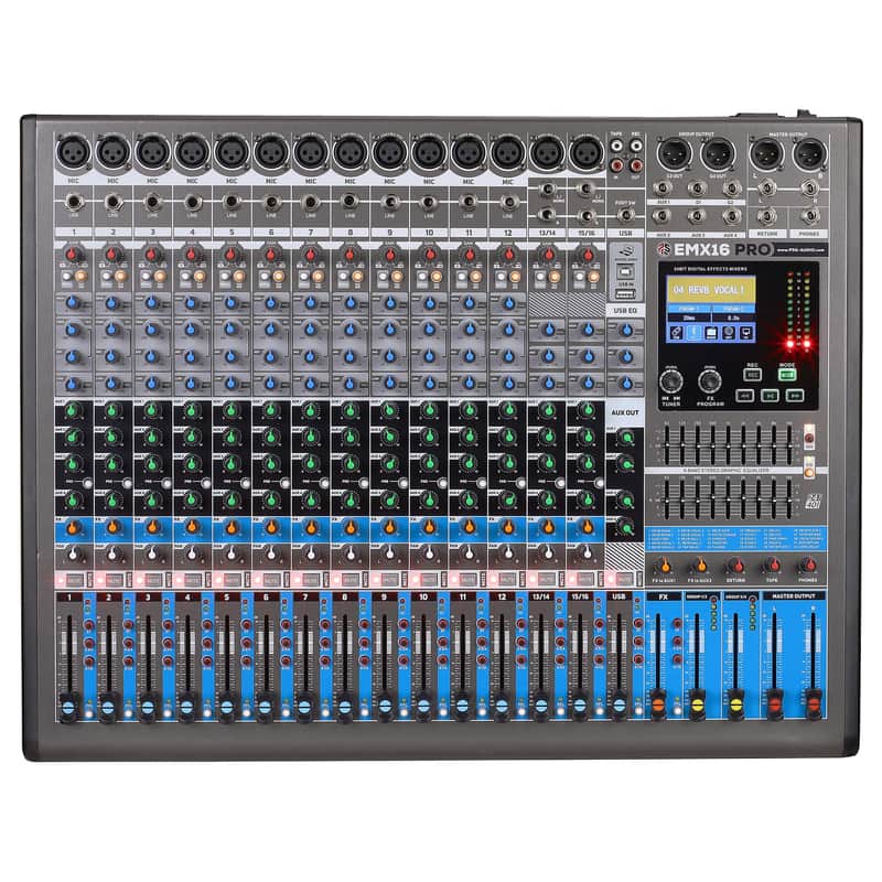 PSG Audio EMX-16 16 Channels Analog Mixer with Effects and Recording image 1
