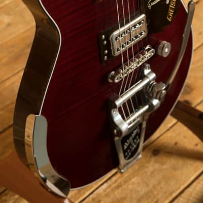 Gretsch G6134TFM-NH Nigel Hendroff Signature Penguin Dark Cherry Metallic Flame image 6