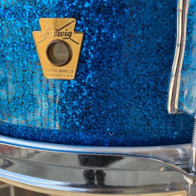 Ludwig Pre-Serial Jazz Fest Blue Sparkle Vintage 1960s Extra Deep image 13