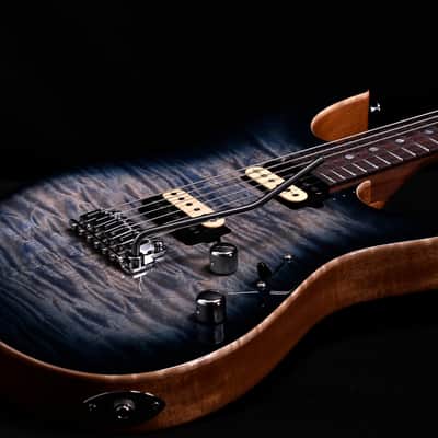 Suhr Modern Custom Mahogany 2015 Faded Trans Whale Blue Burst Quilt Top image 4