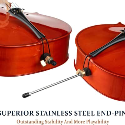 4/4 Full Size Cello, Beginner Cello 4/4, Acoustic Cello Set with Portable Bag, Bow, Rosin, Stand, String Musical Instruments for School Orchestras, Performances image 3