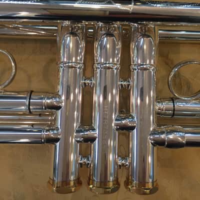 Musikwerks NEW Pro Trumpet-Solid Silver Leadpipe-Silver Plated-One Piece Bell-NICE! image 4