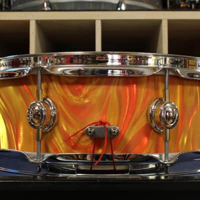 Montineri Custom Drums 5x14 Snare Drum in Orange Satin Flame image 2