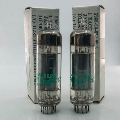 NOS NIB CURRENT MATCHED PAIR PHILLIPS ECG/6BQ5/EL84/BLACK PLATES/MAXI TESTED image 1
