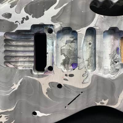Gray and Silver Swirled alder 6 string Jem style guitar body, HSH, AANJ, rear route- RB216 image 2