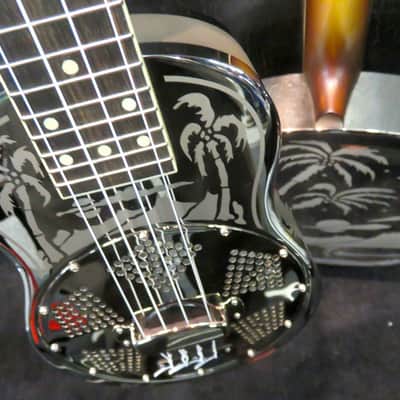 National Reso-Phonic Style O Ukulele 2025 - Mirror Nickel with Deco Palm Tree Design - IN STOCK NOW! image 4