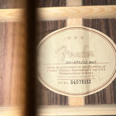 Fender GD-47S/12 Nat Natural 12 String Acoustic Electric Guitar image 4