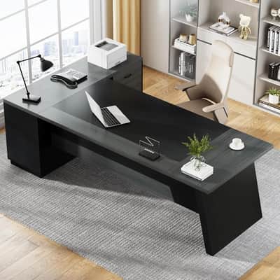 78" L-Shaped Music Production Desk – Executive Studio Workstation with Drawers image 5