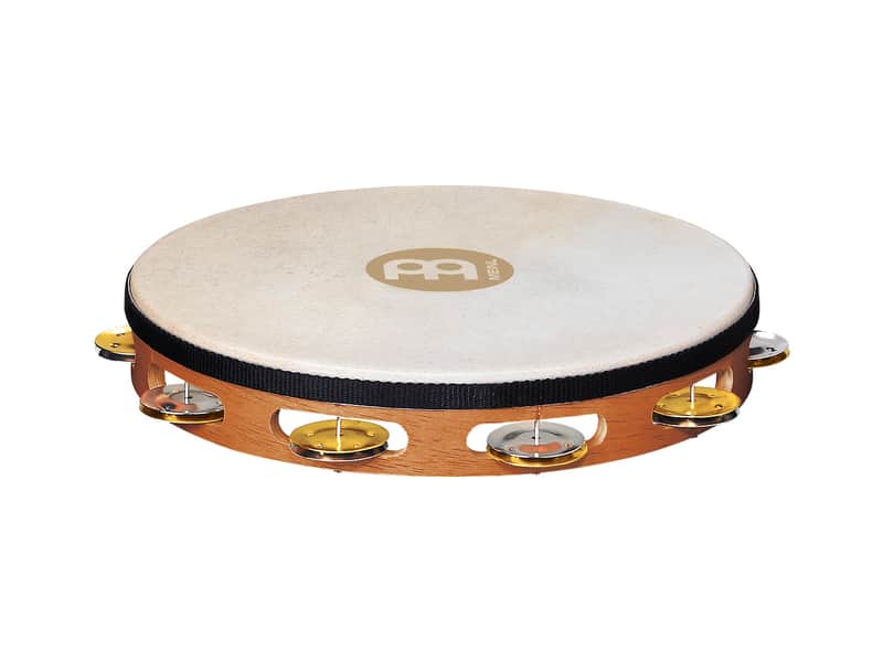 Meinl TAH1M-SNT Recording Combo Goatskin Head Wood Tambourine w/ Single Row Brass/Steel Jingles image 1