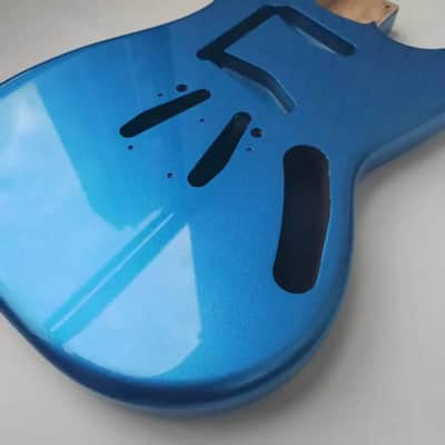 Blue Metallic Finish Mustang Style Guitar Alder Body image 4