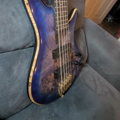 Ibanez SR2605 Premium Electric Bass Guitar, 5-String, Cerulean Blue Burst image 4