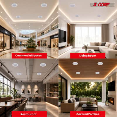 5 Core 8 Inch In-Ceiling In-Wall Speaker 500W 2-Way Pair Flush Mount House Home Theater Speakers image 13