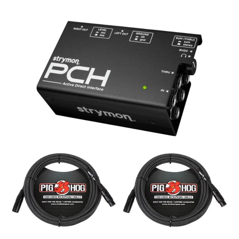 Stereo to FOH Kit - Strymon PCH Active Direct Interface + 2x Pig Hog Black/White Woven XLR Cable 20FT image 1