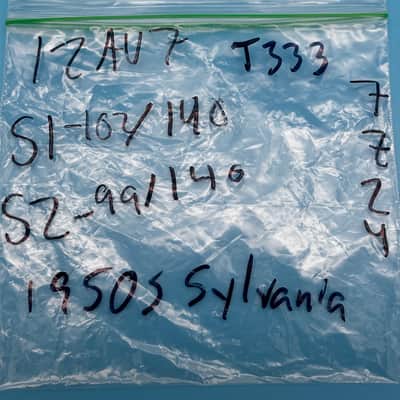 1950s Sylvania 12AU7 ECC82 Vintage Black Plate D Getter Preamp Tube! T333 image 6
