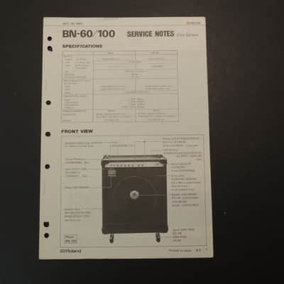 Roland BN-60/100 Service Notes [Three Wave Music] image 1
