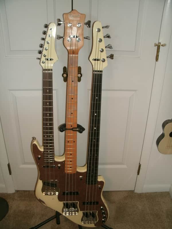 Rhoads Music Triple neck Chris Squire WAL copy cream finish, immitation leather pickguard. image 1