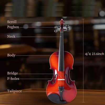 4/4 Polished Violin Kit for Beginners, Acoustic Violin with Hard Case, Solidwood Starter Kit with Bow, Rosin, Shoulder Rest, Tuner image 2