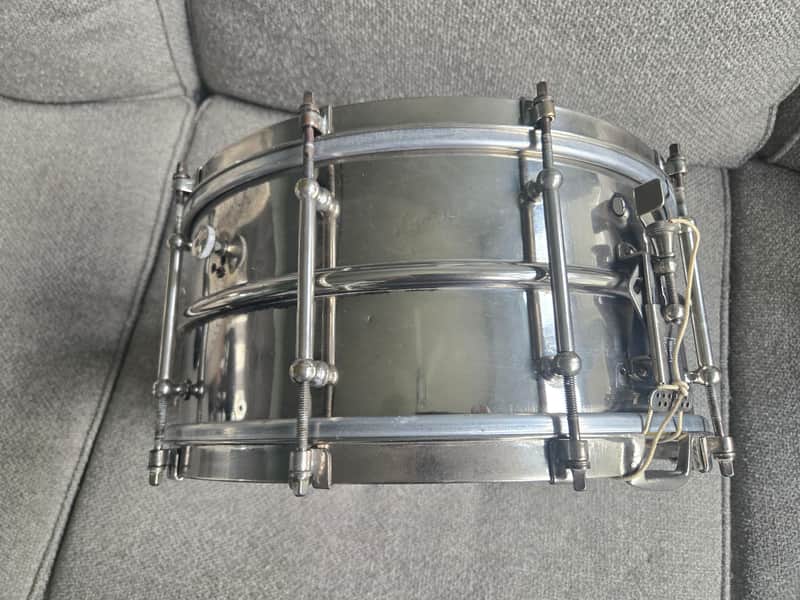 Ludwig 6.5 x 14 10 tube lug Heavy brass 2 piece shell 1920s - Nickel image 1