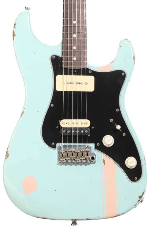 Friedman Vintage S Electric Guitar - Sonic Blue over Shell Pink  Medium Aged image 1
