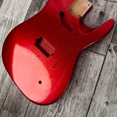 Havok Hard Tail Ruby Red Metallic 2pc Mahogany Guitar S type, HS config Custom Guitar Body. 80' style image 1