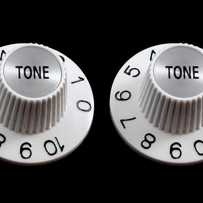 Set of 2 Witch Hat Tone Knobs For Split Shaft Pots - WHITE