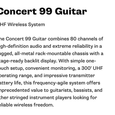Samson Concert 99 Guitar Frequency-Agile UHF Wireless System 80 Channels - Black image 5