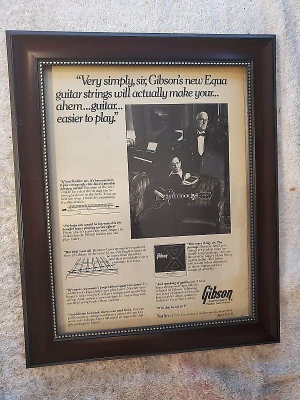 1979 Gibson Guitars Promotional Ad Framed Les Paul Custom Equa Strings Original image 1