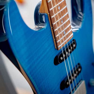 Ibanez MMN1-TAB Martin Miller Signature Transparent Aqua Blue image 5