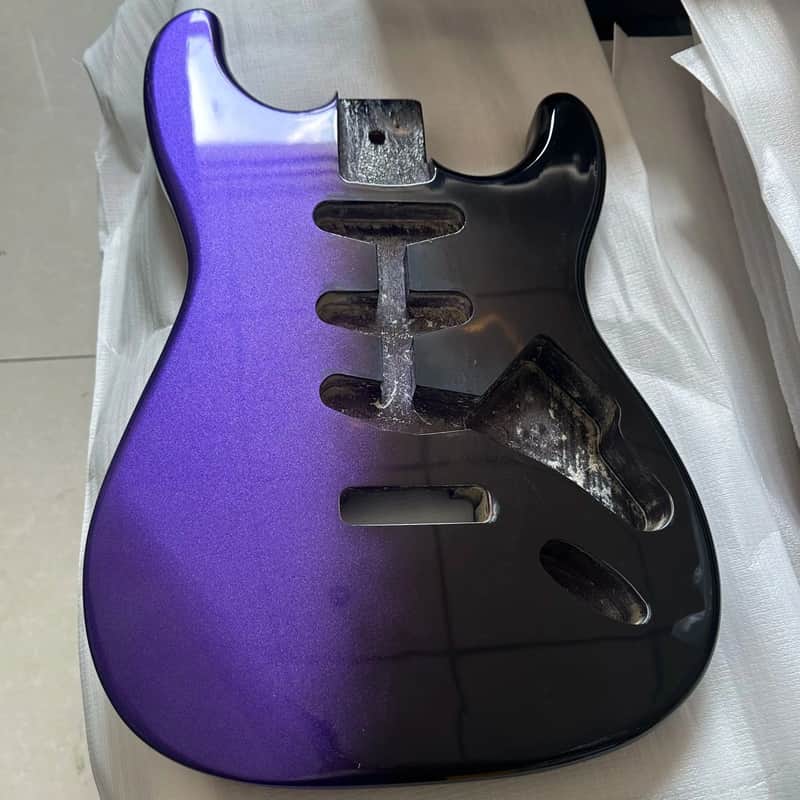 Alder Wood Purple Black Guitar Strat Style Body image 1
