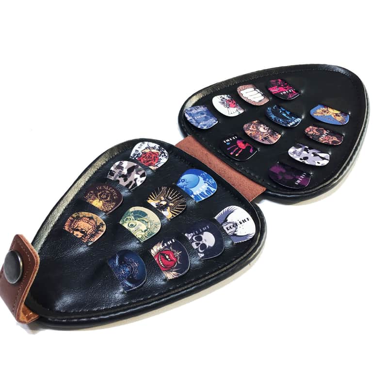 Guitar Pick Holder Case PU Leather with 22pcs Picks image 1
