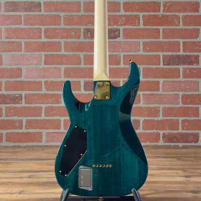 ESP USA M-II DX NT Mahogany Gold Hardware Electric Guitar - See Thru Aqua - Gold EMG 81X (Bridge) & 85X (Neck) Pickups image 12