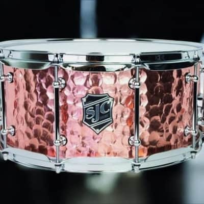 SJC Drums Alpha Copper Snare â€“ 6.5"x14" - Hammered Copper Shell image 1