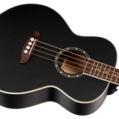 Ortega D7E-SBK-4 Deep Series 7 Spruce Top Mahogany Neck Medium Scale 4-String Acoustic-Electric Bass Guitar image 8