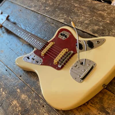 Fender Japan Early 1993 FujiGen-Buiilt Jaguar 1966 Reissue MIJ N-Serial 1993-94 Olympic White image 4