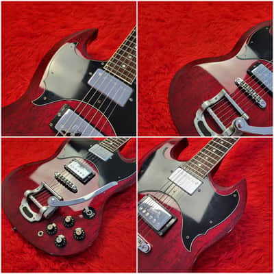 Very Rare Morris SG Deluxe (H.S. Anderson) 1973 - John Cipollina Clone? - Bigsby Style Tremolo - Original Maxon Humbuckers - Cherry Finish - Made In Japan MIJ image 5