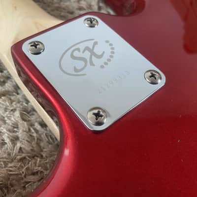 Red SX 4 String Precision Bass Style, Basswood Body with Maple Neck, Rosewood Fingerboard image 22