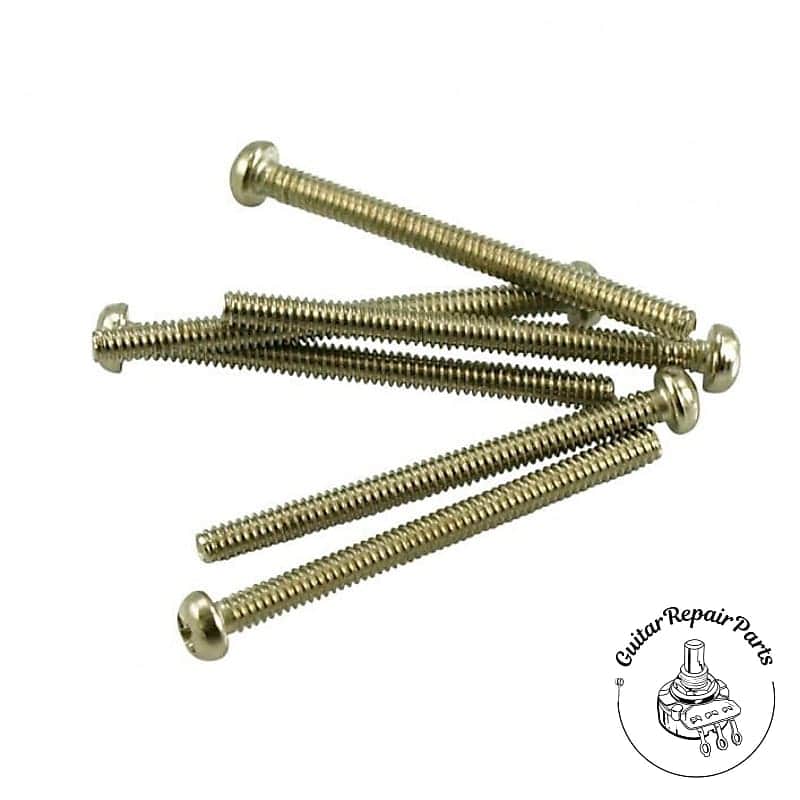 Humbucker Pickup Height Adjust Screws, Short, Phillips #3-48 x 7/8 (6 pc) Nickel image 1
