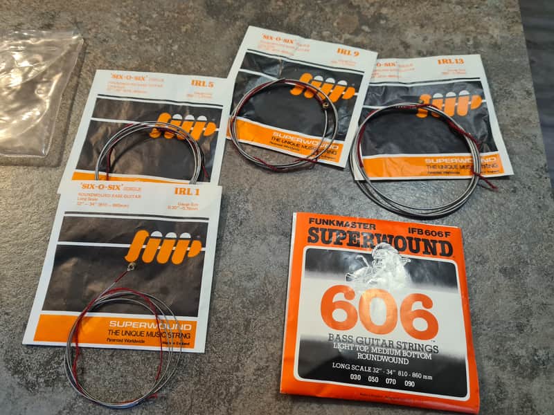 Vintage 1980s pre Rotosound Funkmaster Superwound 606 Bass Strings image 1