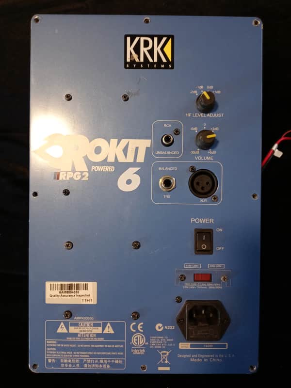 KRK Rokit 6 RPG2 Powered 6” Active Studio Monitor Back plate image 1